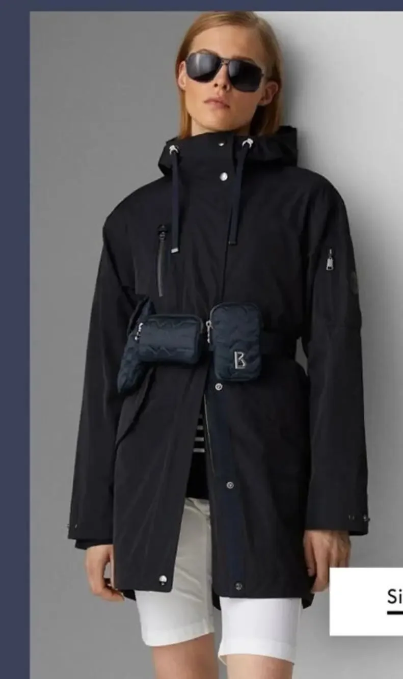 Vintage BOGNER Hooded black ladies ski jacket size medium